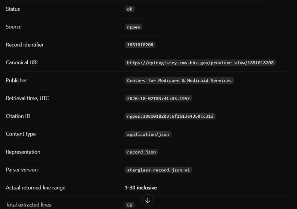 Screenshot of the receipt as the AI app showed it on 2 Oct 2026: status, source, record, URL, publisher, time read, citation ID and lines.
